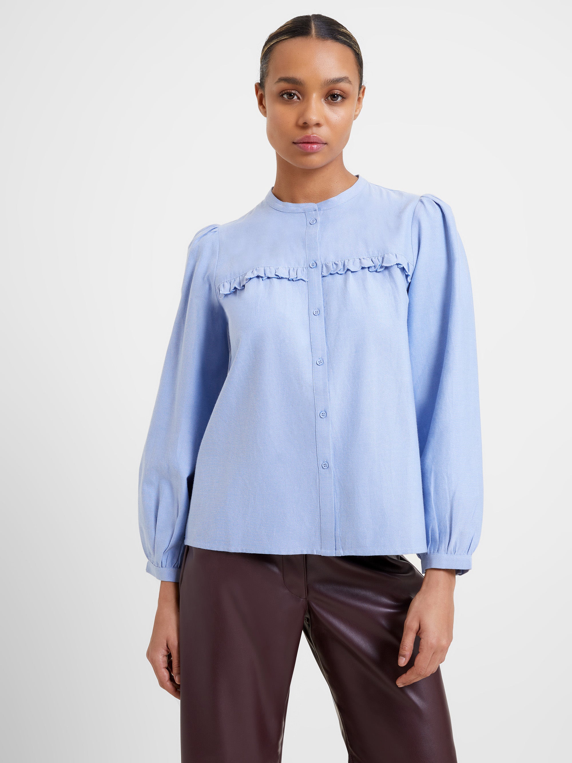 Marigold Ruffle Blouse Oxford Blue