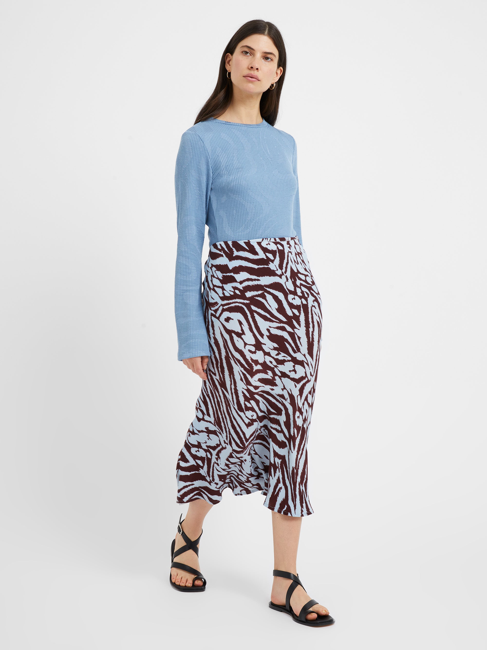 Abstract Animal Eco Slip Skirt Chocolate Corfu Blue