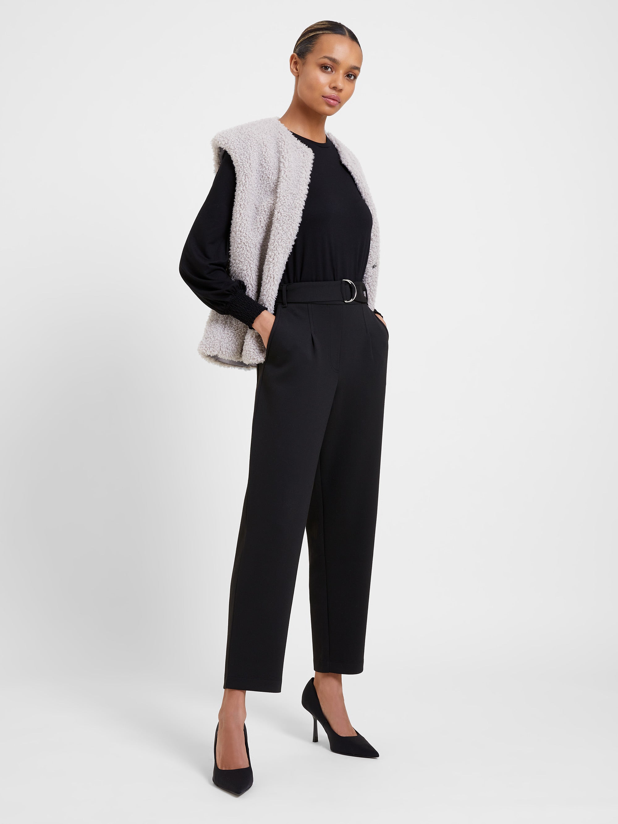 City Jersey Belted Trousers Black