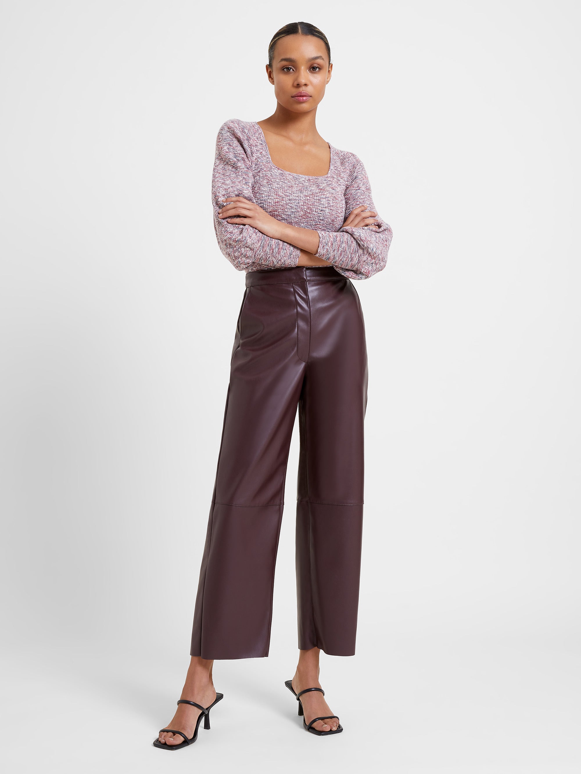 Ania Faux Leather Trousers Cocoa