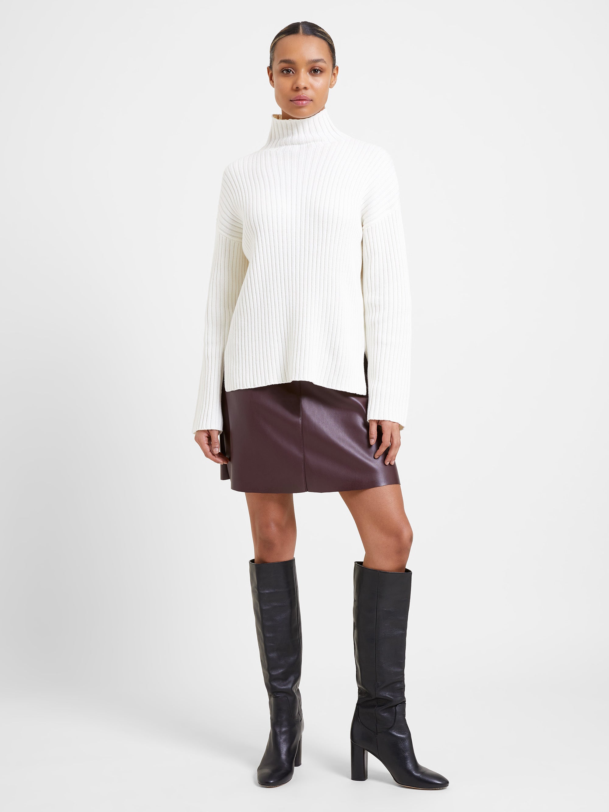 Winter Knit Mock Neck Jumper Milk