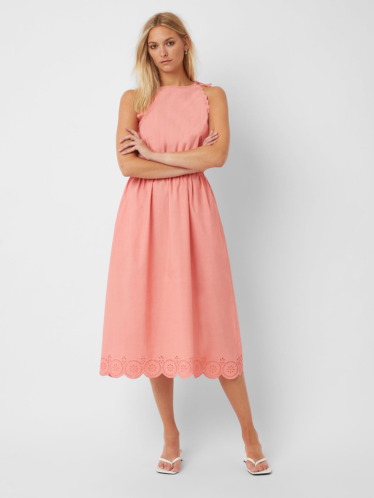 Elora Cotton Round-Neck Dress Strawberry