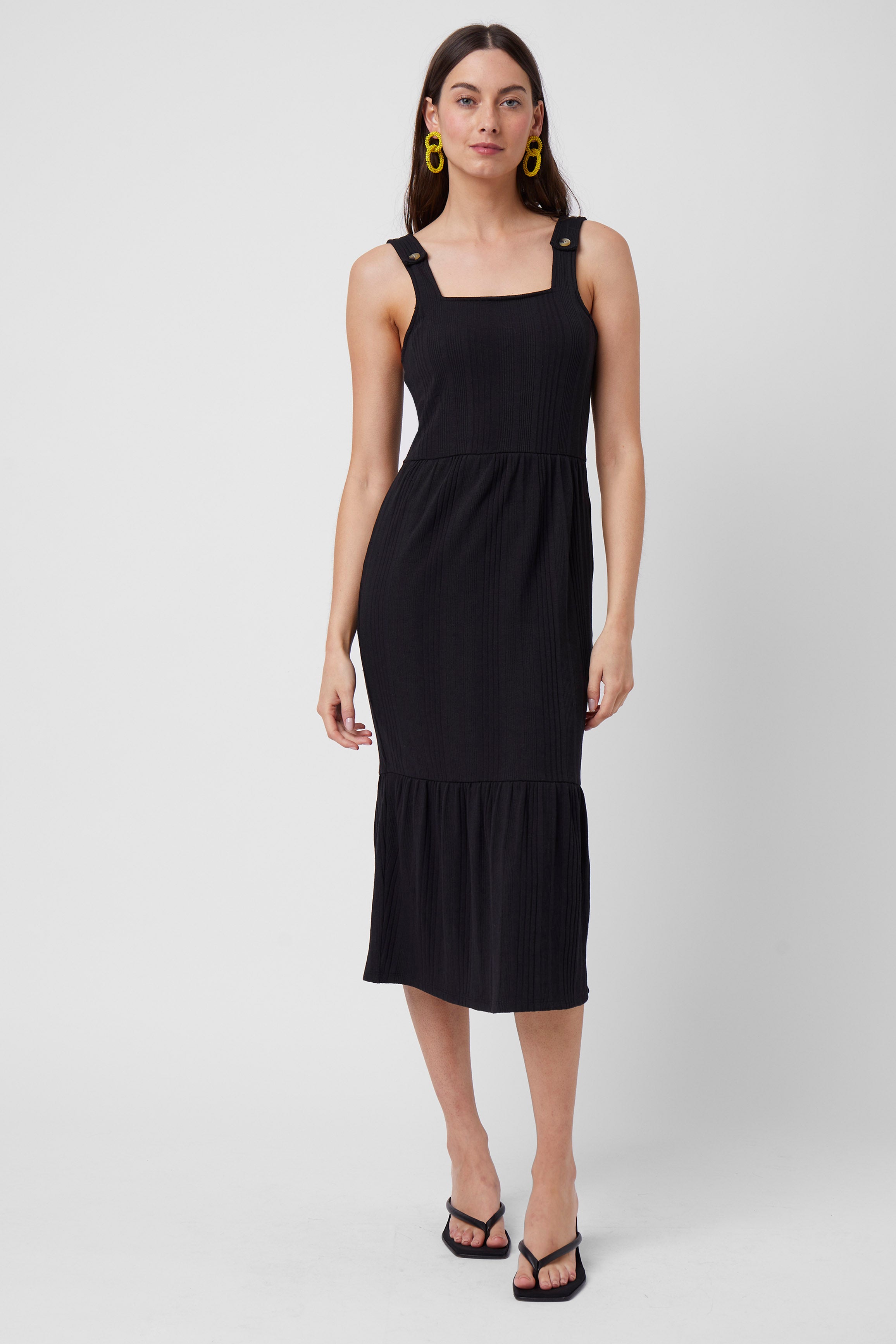 High Summer Rib Midi Dress Black