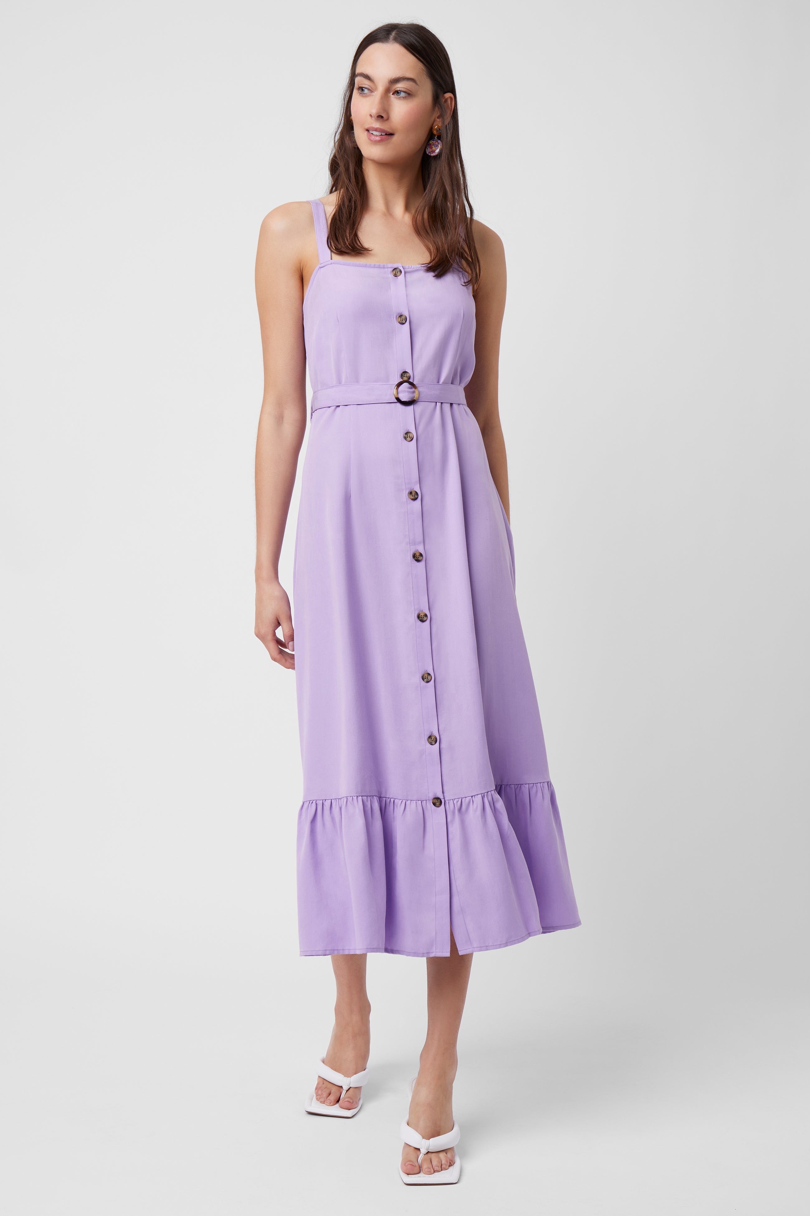 Simple Button Midi Dress Violet