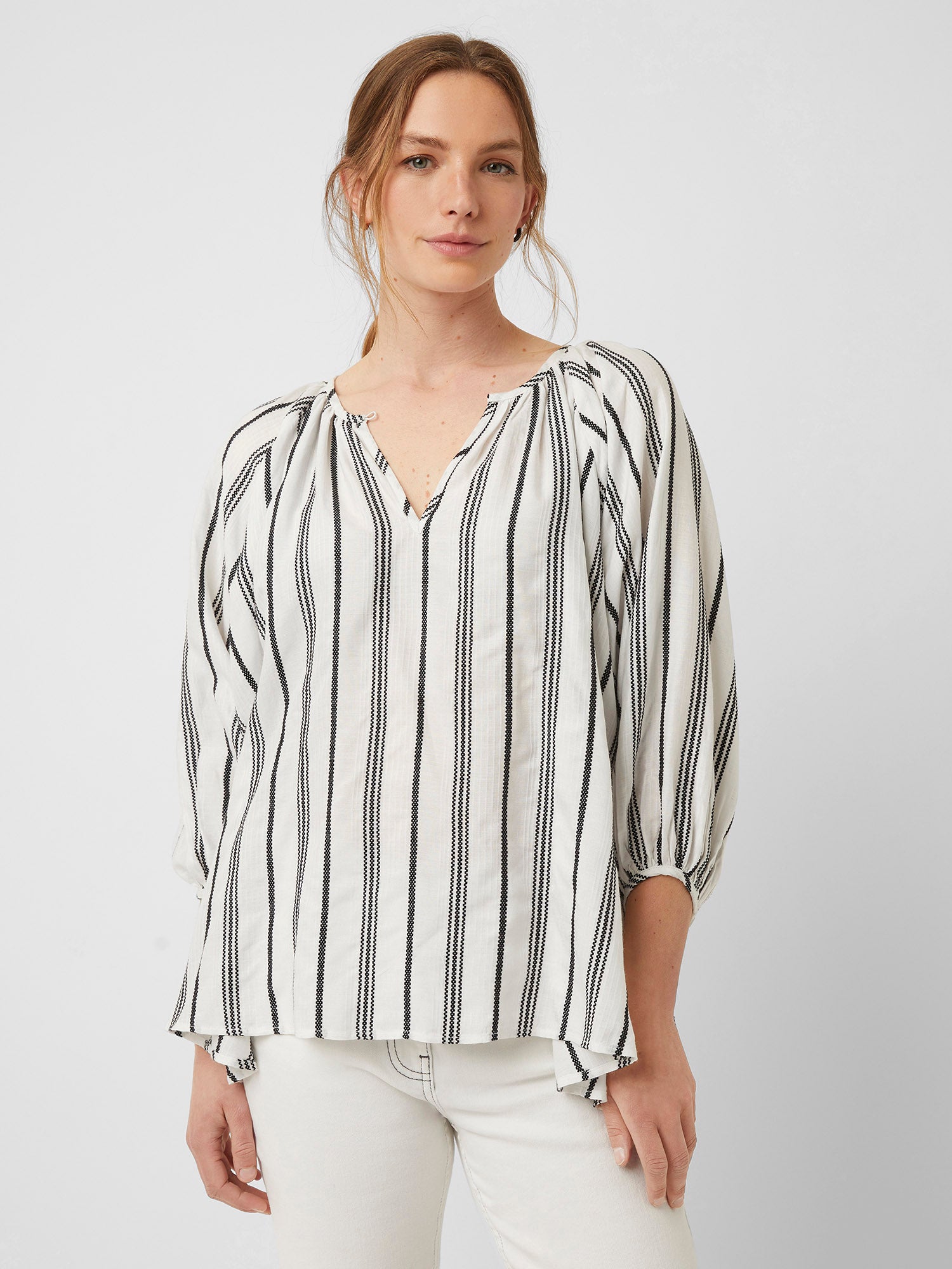 Fem Striped Round-Neck Blouse Milk/Black