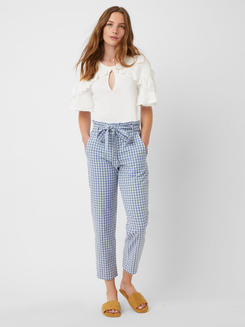 Classic Gingham Trousers Riviera Blue/Milk– Great Plains UK