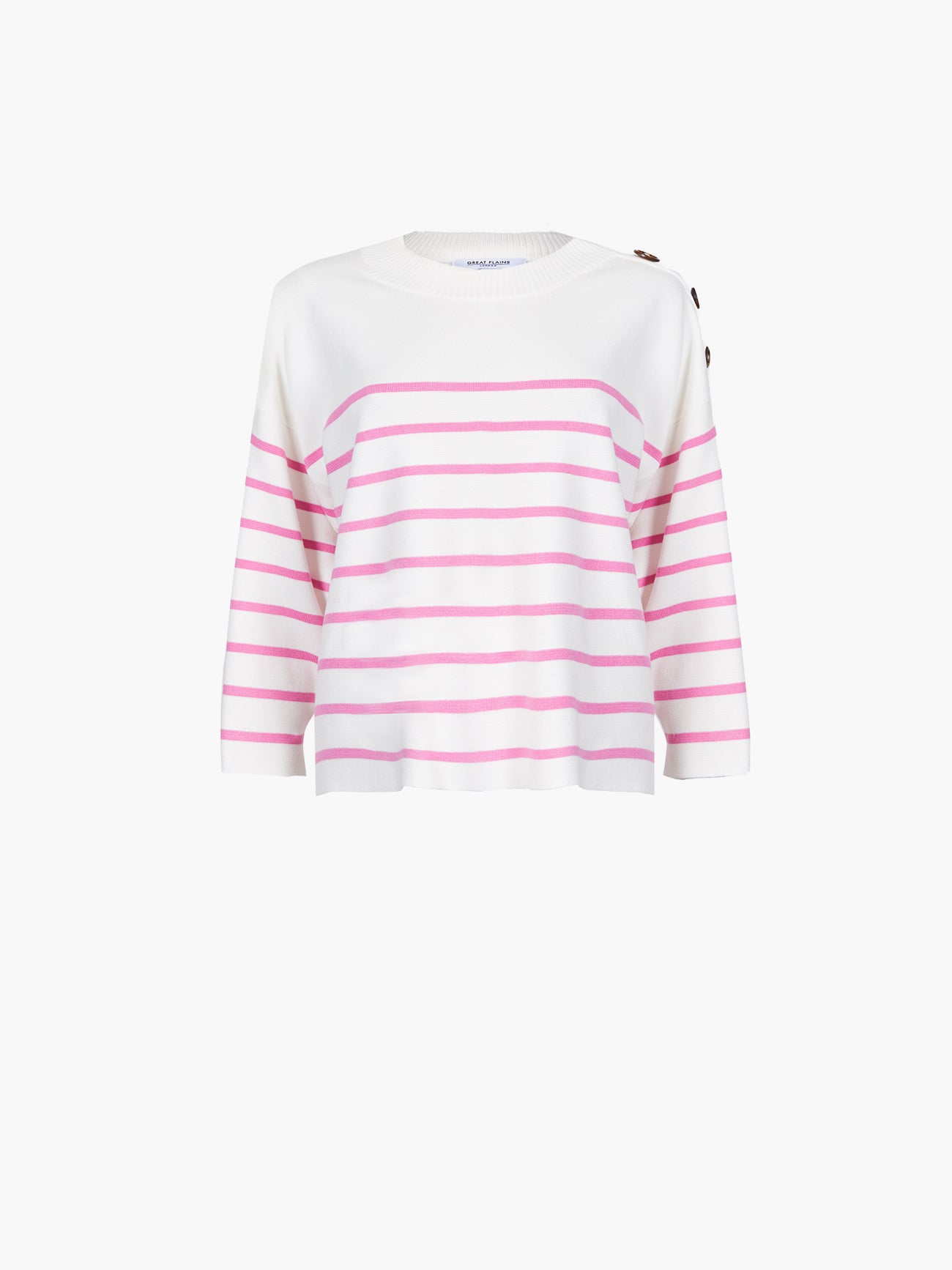 Cordell Striped Round-Neck Jumper Cream/Pink Fizz