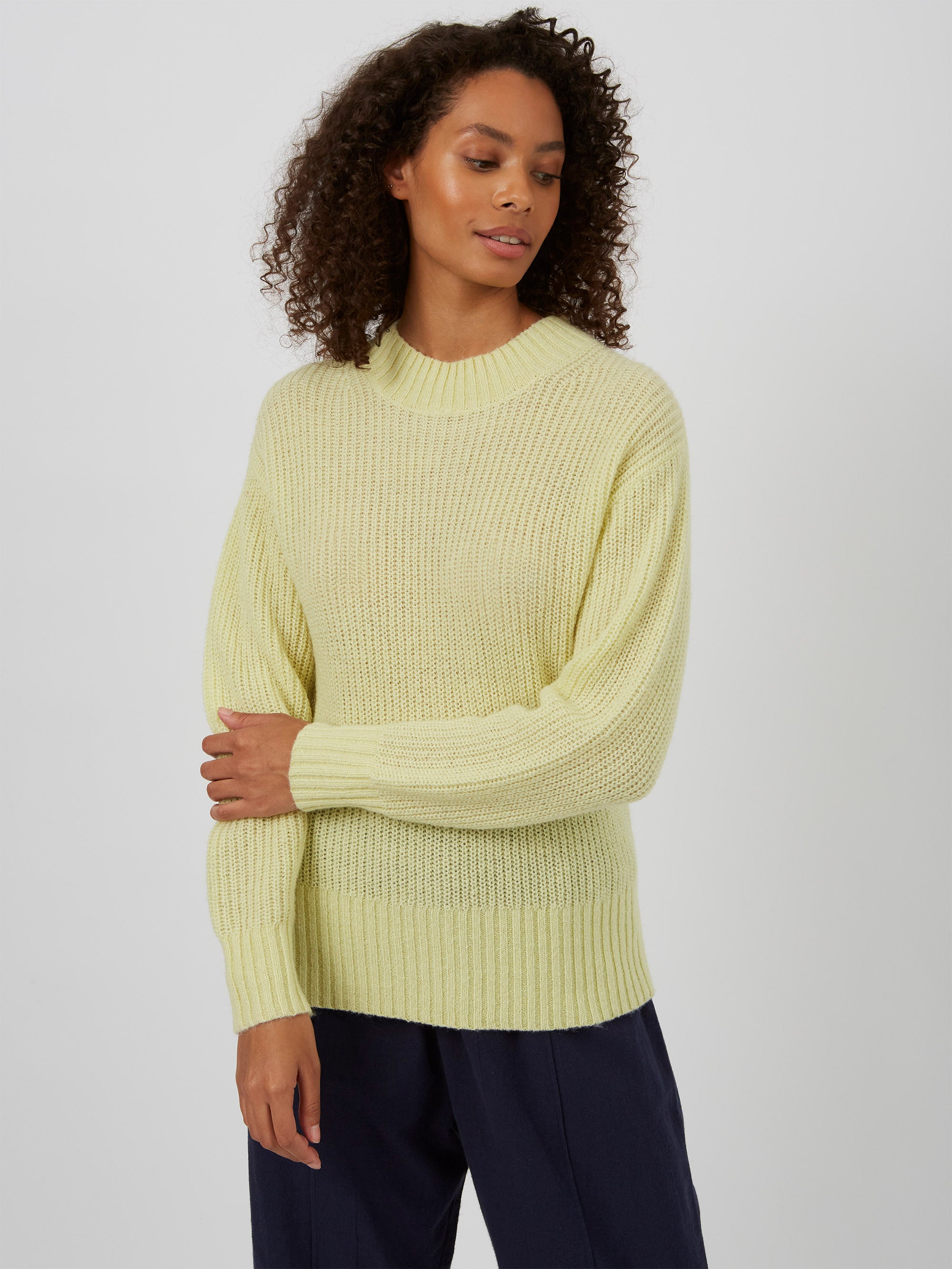 Summer Rib Knit Popover Jumper Lime Zest