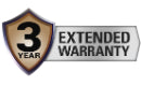 3 year extended warranty – includes 2 year standard warranty plus a further 1 year