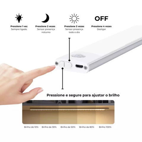 Luminária LED Fina com Sensor de Presença