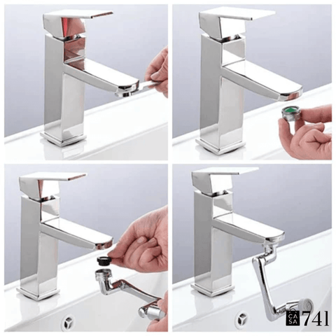 Extensor Articulado de Torneira Universal Aerador Giratório em Inox Pia de Banheiro - Rotação de 1080º