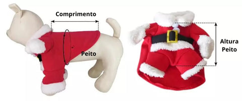 Roupa Papai Noel para Cachorro e Gato Fantasia de Natal Pet