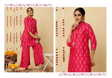 Bandhani Printed Dola Silk Pink Co-Ord Set