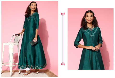 peacock green anarkali kurti