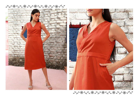 Rust Straight Fit Dress | Best Valentine's gift for girlfriend