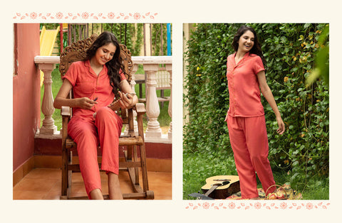 SOLID - COLORED LOUNGEWEAR SET - JAIPUR KURTI NIGHT SUIT