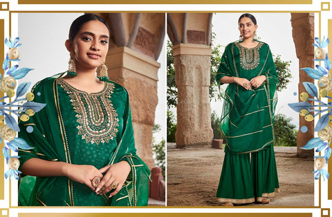 Sharara Green Mehendi Outfits