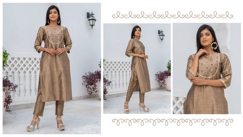 Silk Embroidered Straight Kurta With Pants