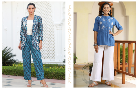 Co-ord Set | Top & Bottom Set | Office Wear Outfit | Comfortable cotton fits by Jaipur Kurti