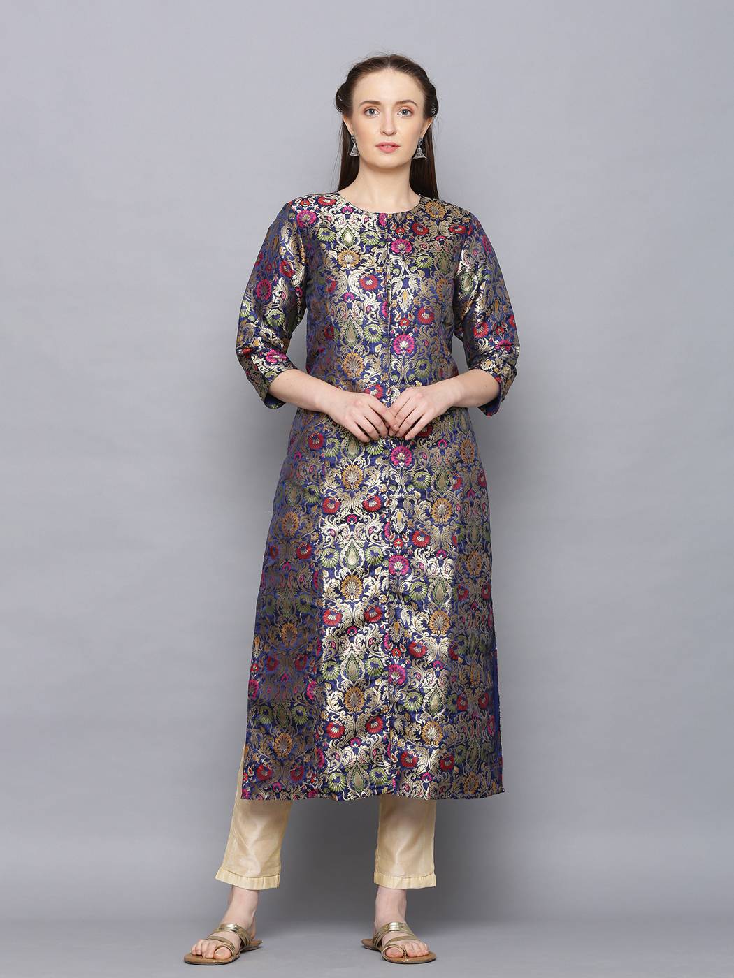 Buy Amaiva Women Blue Ethnic Brocade Kurtas Online. – Jaipur Kurti