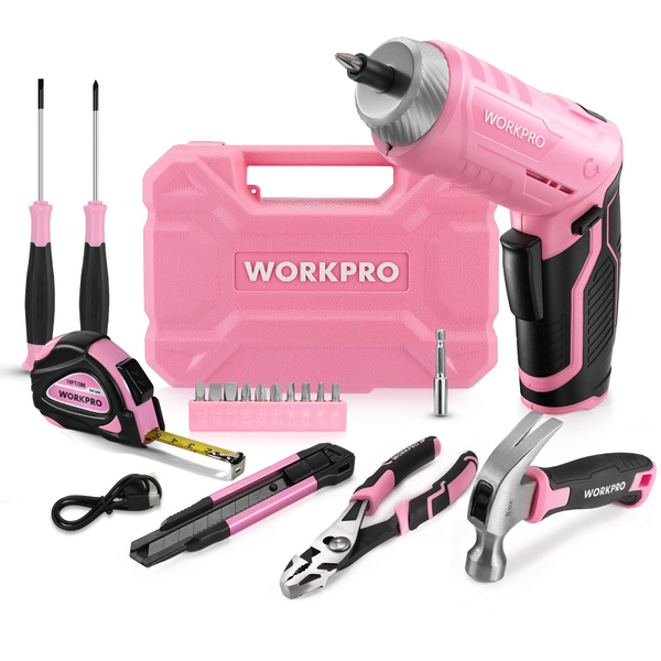 FASTPRO 33-Piece Pink Tool Kit, Household Tool Set with Screwdriver Bits  Holder Set, Basic Hand Tools for Women with tool bag 