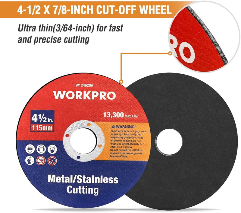 WORKPRO 20 Pcs Metal Stainless Cut-Off Wheels Thin Metal Cutting Disc for Angle Grinder