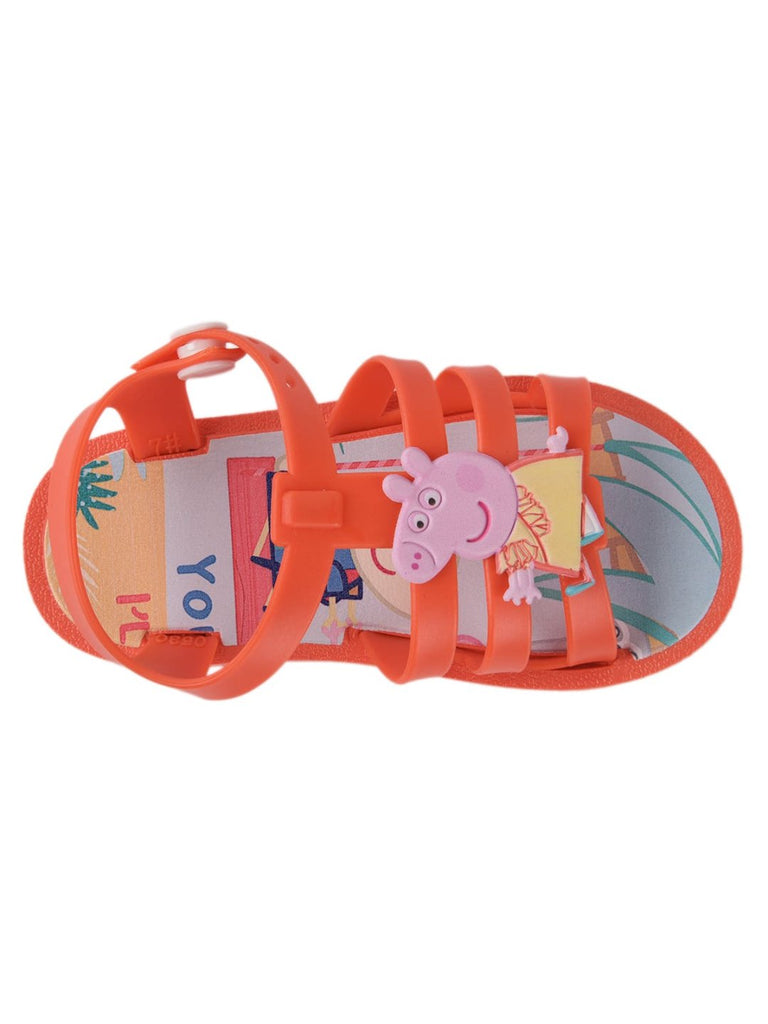 Yellow Bee Peppa Pig Pool Party Flip Flops for Girls Vibrant Red