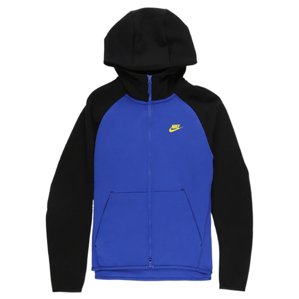 dark blue and black tech fleece