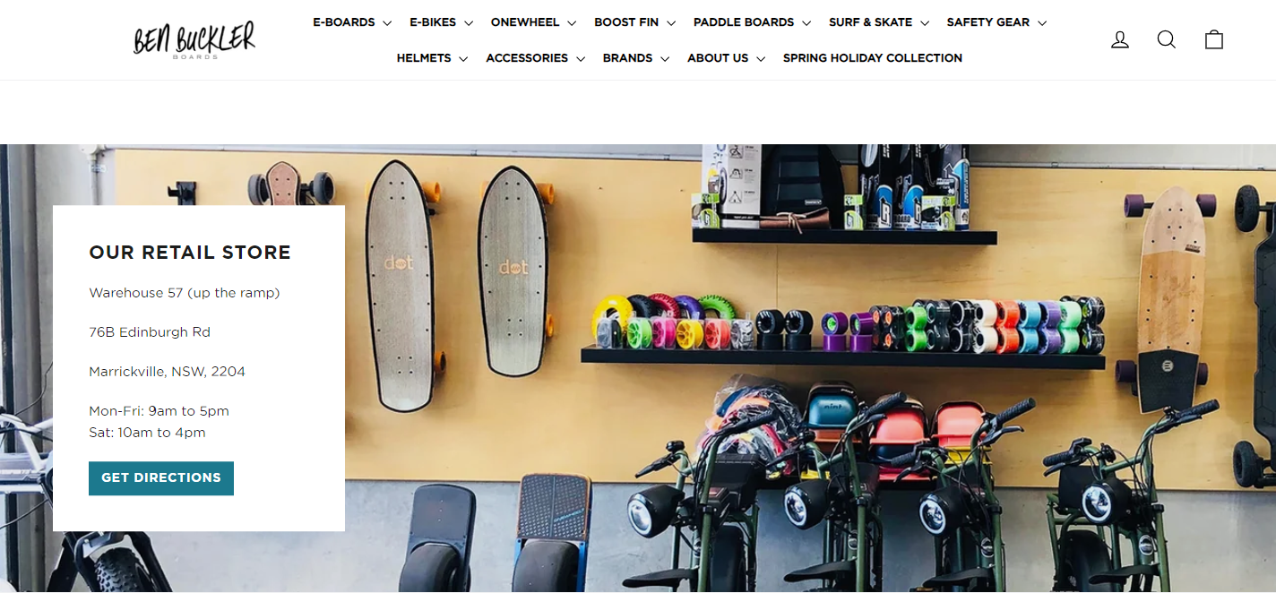 e bikes and onewheel sold at ben buckler boards in addition to sea gods standup paddlboards
