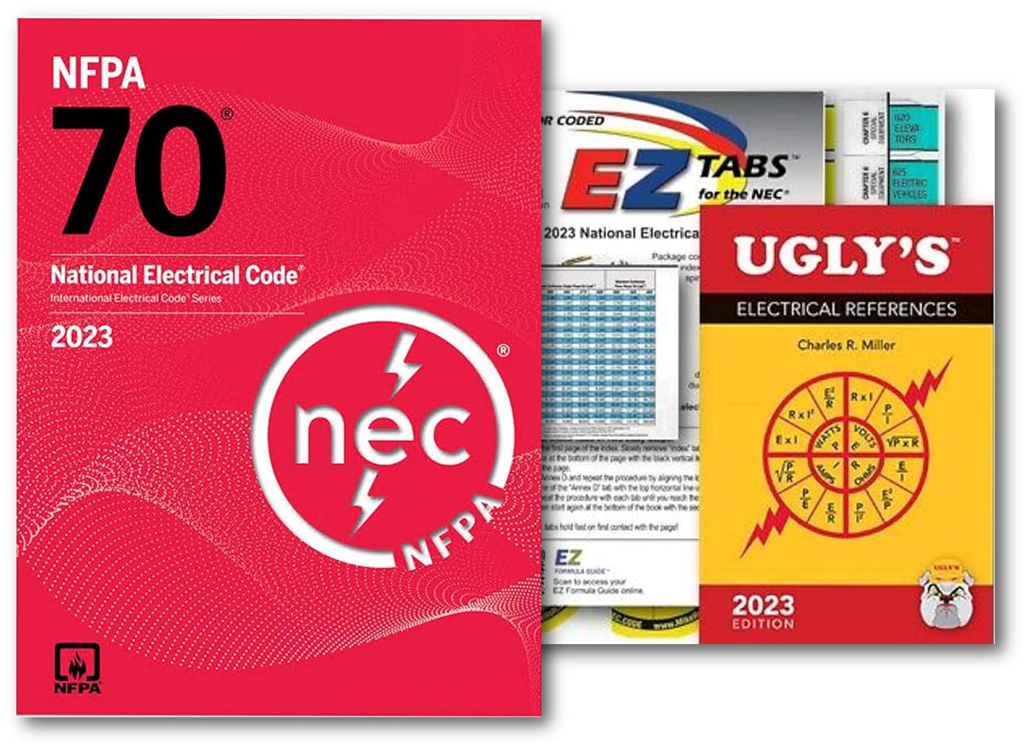 2023 nec code book Paperback NFPA70 National electrical code + 2023 Uglys Electrical Reference(Spiral) with Coloe Coded EZ tabs