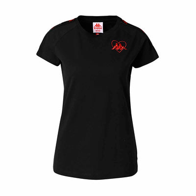 camiseta de pádel para mujer negra manga corta modelo FANIA de Kappa