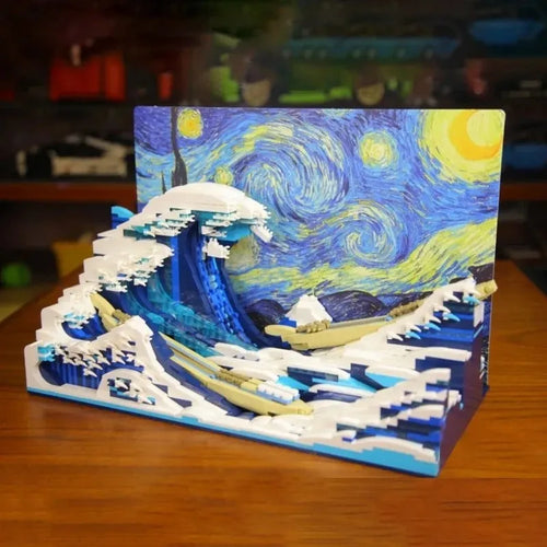 MOC Art Mosaic Great Kanagawa Wave Bricks Toys