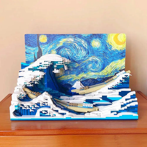 MOC Art Mosaic Great Kanagawa Wave Bricks Toys