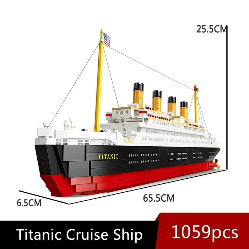 MOC RMS Titanic Cruiser Steam Ship Boat Bricks Toy