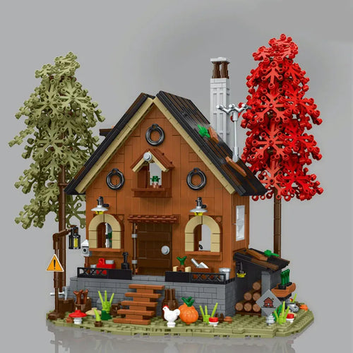 Street City Expert MOC Forest Cabin House LED Bricks Toys 031072