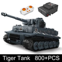 MOC WW2 Motorized RC Heavy Tiger Battle Tank Bricks Toy