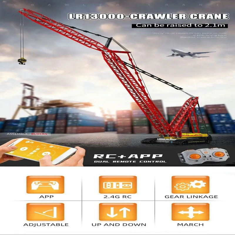 Building Blocks Technical MOC RC APP City Crawler Crane Bricks Toy 17015 - 9