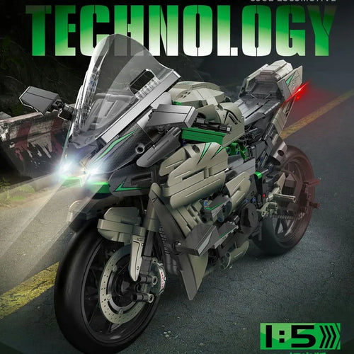  Audio Technics Motorcycle for Lego Kawasaki H2R - 1858+ pcs  Technics Motorbike Building Block, Compatible with Lego, 17.5 x 8.9 x 12  inches : Toys & Games