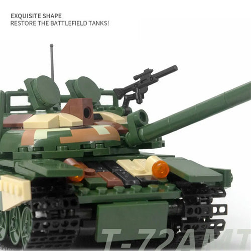 MOC Military WW2 T72 Main Battle Tank Bricks Kids Toys