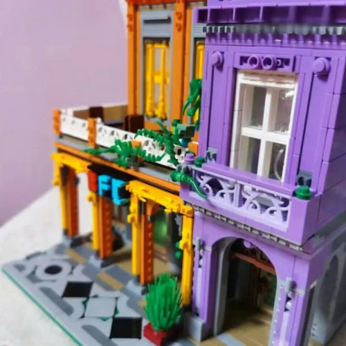 MOC 6022 City Street Cuban Restaurant Modular MINI Bricks Toys