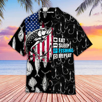Thumbnail for Life Is Better With Eat Sleep Fishing Repeat Hawaiian Shirt For Men & Women | WT8061-FoxWear Prints