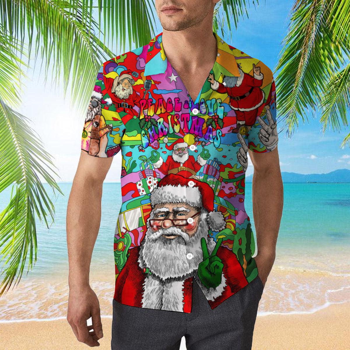 Hippie Santa Peace Love Christmas Hawaiian Shirt | For Men & Women | WT1203-FoxWear Prints