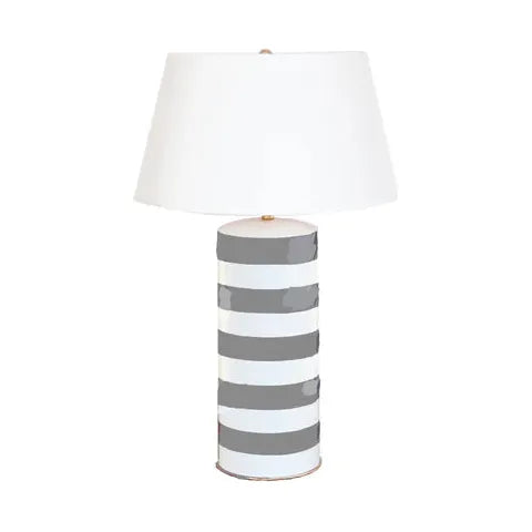 Classic Grey Striped Stacked Lamp