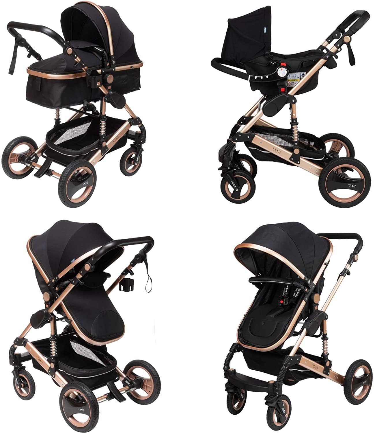 Poussette 3 En 1 Tout Terrain Pliable Bebe Gazouille