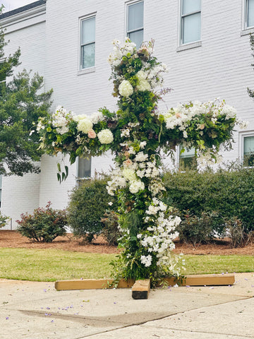 Foraged Flower Easter Cross in Historic Roswell, Georgia made by Christy Griner Hulsey and Colonial House of Flowers