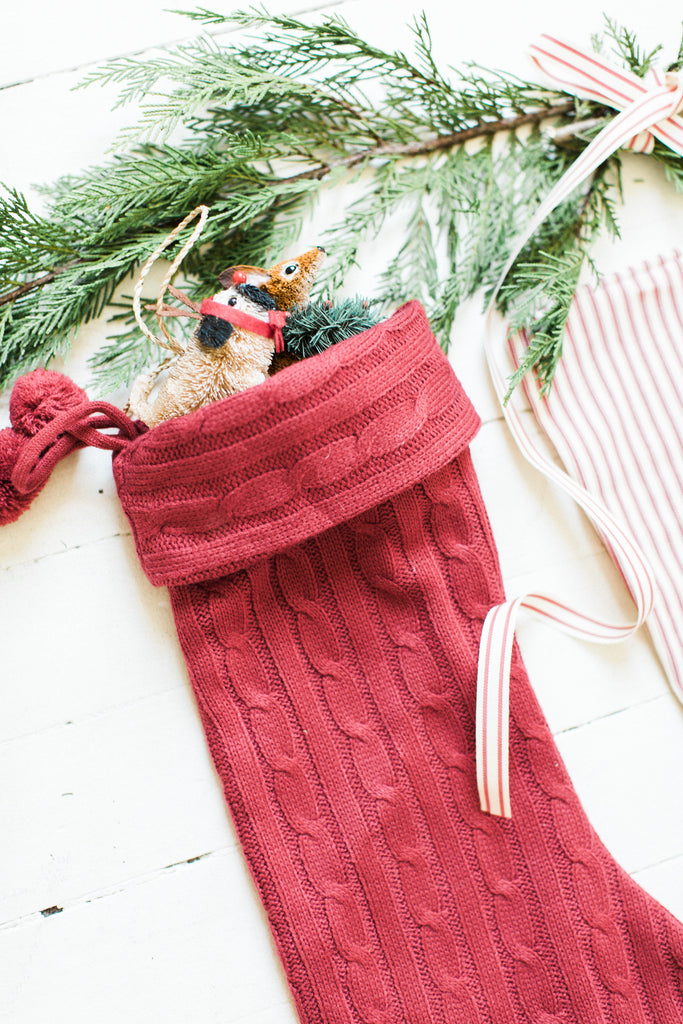 Red Stocking with Greenery by Colonial House of Flowers 