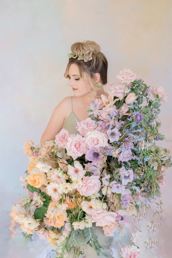 This arrangement is called "the butterfly girl" Pastel Luxury Floral Design by Christy Griner Hulsey in Atlanta, Georgia 
