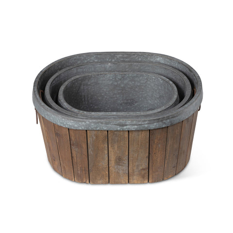 Galvanized Wooden Oval Tub
