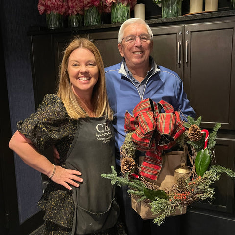 corporate wreath workshop atlanta at rays on the river happy florist with apron old man