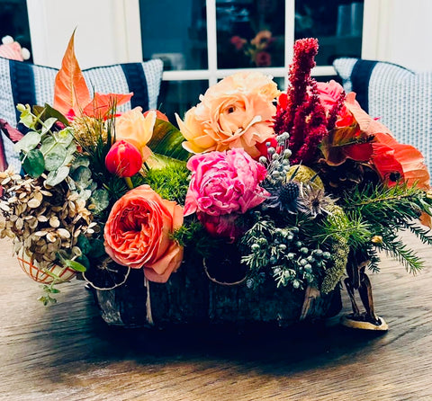 colorful luxury garden rose ranunculus berry centerpiece in alpharetta Avalon atlanta by Christy Griner Hulsey